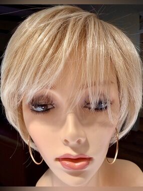 HAIR, Pixie Cut Platinum Blonde Heat Resistant Glueless Lightweight Breathable